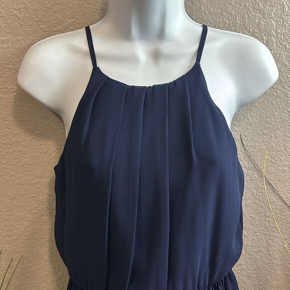 #105 I.N. San Francisco Navy blue sleeveless flutter, dress size Small - Picture 2 of 8